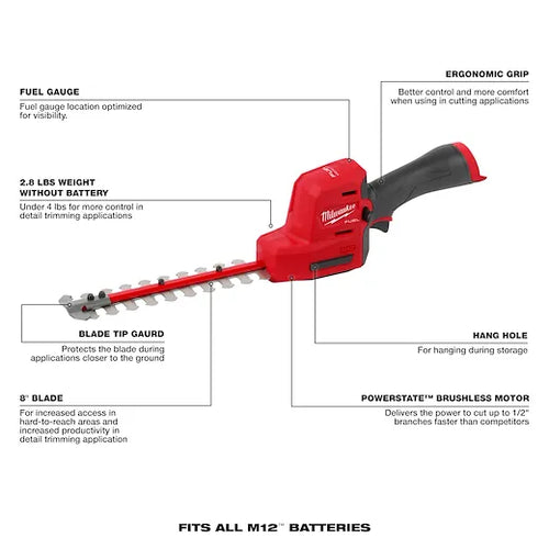 Milwaukee M12 FUEL™ 8” Hedge Trimmer