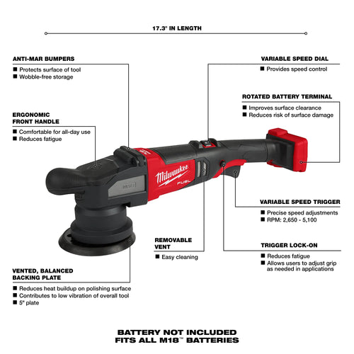 Milwaukee M18 FUEL™ 15mm Random Orbital Polisher Kit