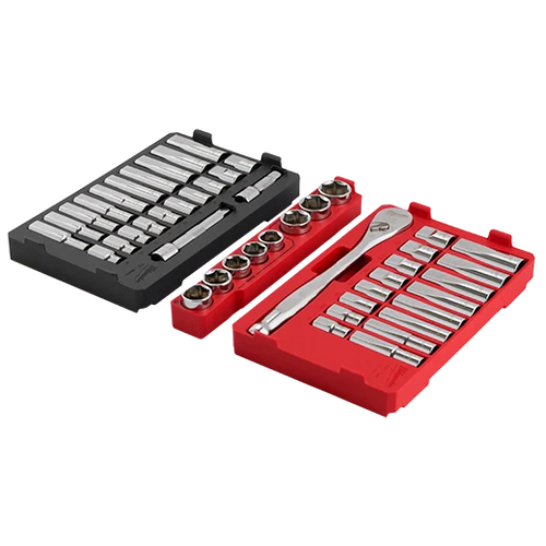 Milwaukee 47pc 1/2 Drive Ratchet & Socket Set with PACKOUT™ Low-Profile Organizer (47 PC)