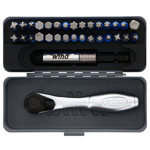 Wiha Tools 32 Piece GoBox TerminatorBlue Mini Ratchet and Impact Bit Set