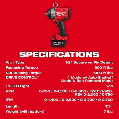 Milwaukee M18 FUEL™ 1/2 High Torque Impact Wrench w/ Pin Detent Kit