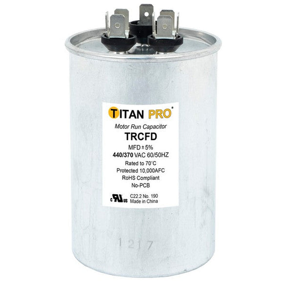 Morris Products Titan Pro Run Capacitors Dual Capacitance Round Can 370/440 VAC