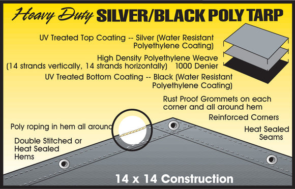 Dize Weathermaster® Heavy Duty Silver/Black Poly Tarp