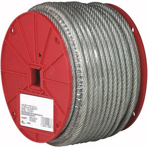 Campbell 3/32" 7 x 7 Cable, Clear Vinyl Coated to 3/16", 250 Feet per Reel