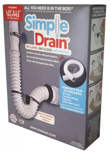 Crushproof Tubing SIMPLE DRAIN 1.25 in. Rubber Threaded P-Trap Bathroom Single Sink Drain Kit, White