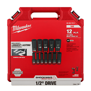 Milwaukee 12PCSHOCKWAVE Impact Duty™ 1/2" Drive SAE Deep 6 Point Socket Set