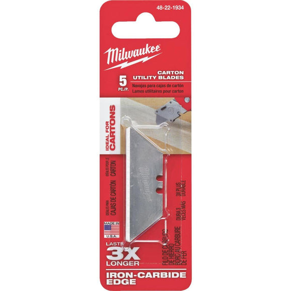Milwaukee Carton 2-Point Rounded 2-3/8 In. Utility Knife Blade (5-Pack)