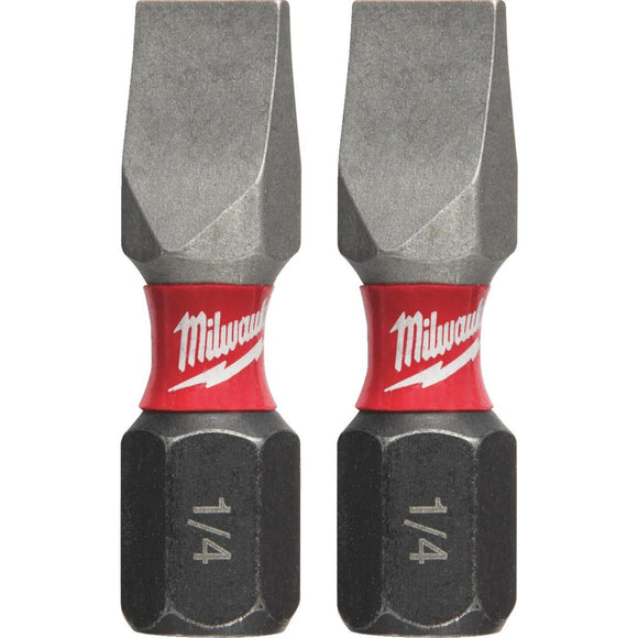 Milwaukee Shockwave #10 Slotted 1 In. Insert Impact Screwdriver Bit (2-Pack)