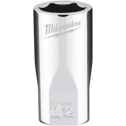 Milwaukee 1/4 In. Drive 11/32 In. 6-Point Shallow Standard Socket with FOUR FLAT Sides
