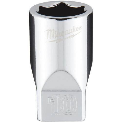Milwaukee 1/4 In. Drive 10 mm 6-Point Shallow Metric Socket with FOUR FLAT Sides