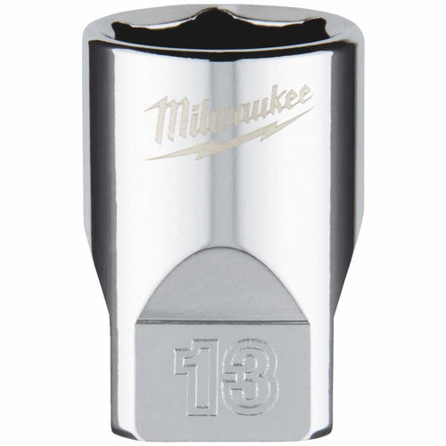 Milwaukee 1/4 In. Drive 13 mm 6-Point Shallow Metric Socket with FOUR FLAT Sides