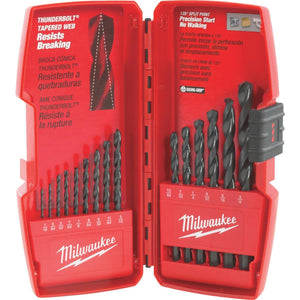 Milwaukee Thunderbolt 15-Piece Black Oxide Drill Bit Set, 1/16 In. thru 3/8 In.