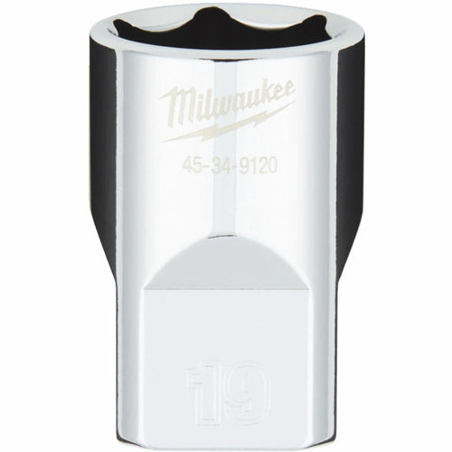 Milwaukee 1/2 In. Drive 19 mm 6-Point Shallow Metric Socket with FOUR FLAT Sides