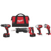Milwaukee 4-Tool M18 Lithium-Ion Hammer Drill, Reciprocating Saw, Impact Driver & Work Light Cordless Tool Combo Kit