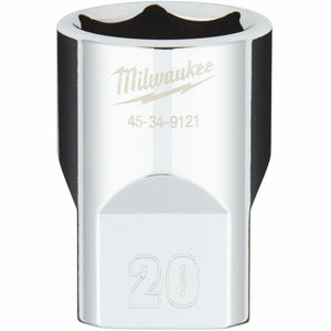 Milwaukee 1/2 In. Drive 20 mm 6-Point Shallow Metric Socket with FOUR FLAT Sides