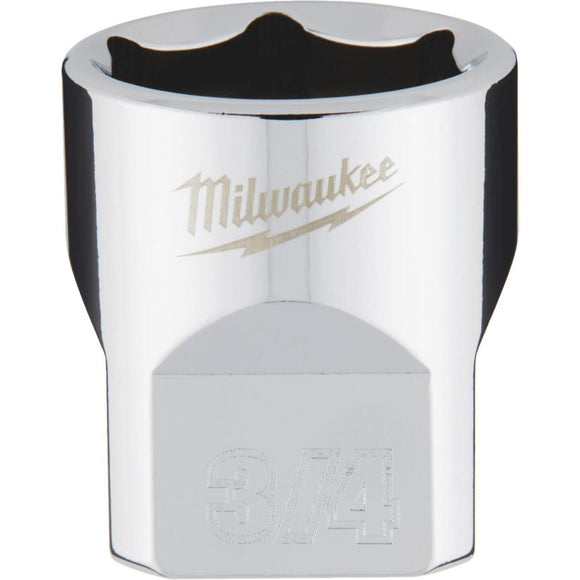 Milwaukee 3/8 In. Drive 3/4 In. 6-Point Shallow Standard Socket with FOUR FLAT Sides