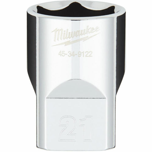 Milwaukee 1/2 In. Drive 21 mm 6-Point Shallow Metric Socket with FOUR FLAT Sides