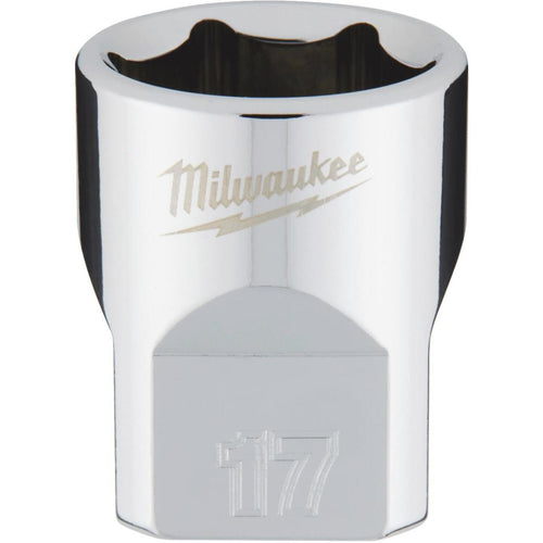 Milwaukee 3/8 In. Drive 17 mm 6-Point Shallow Metric Socket with FOUR FLAT Sides