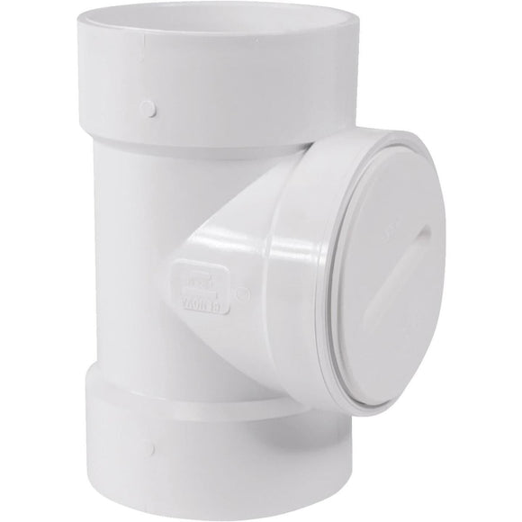 Charlotte Pipe 4 In. Test PVC Tee with Toe Saver Plug