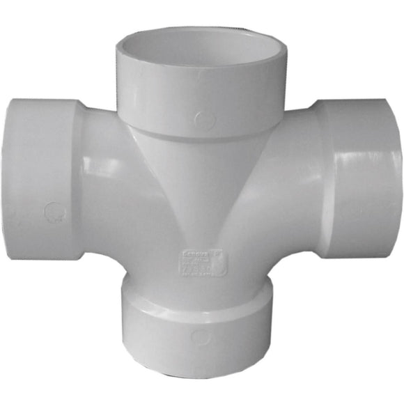 Charlotte Pipe 2 In. X 1-1/2 In. Reducing Double Sanitary PVC Tee