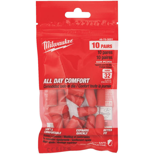 Milwaukee Foam 32 dB Ear Plugs (10-Pair)