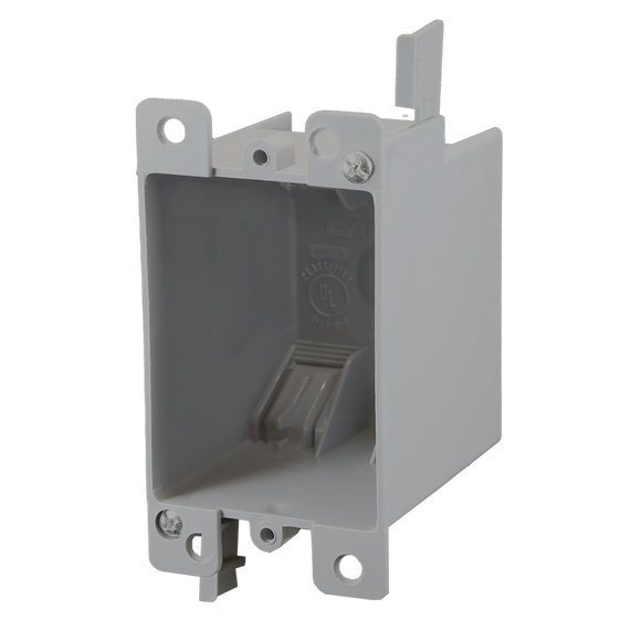 CANTEX  1-Gang 14 cu. in. EZ BOX Old Work Residential Electrical Switch and Outlet Box with EZ Mount Clamps and Wire Clamps Gray